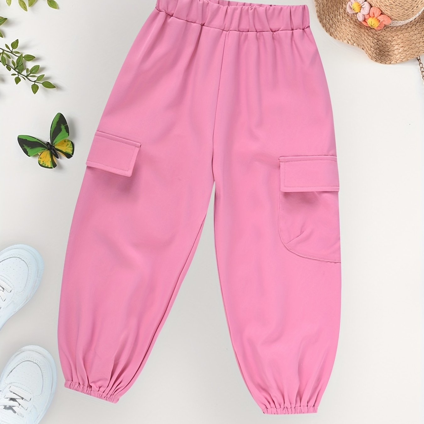 Kid Girls' Flap Pockets Casual Jogger Pants