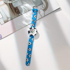 Soccer Print Round Dial Quartz Watch for Boys Girls Teens, Gift for Daily Life