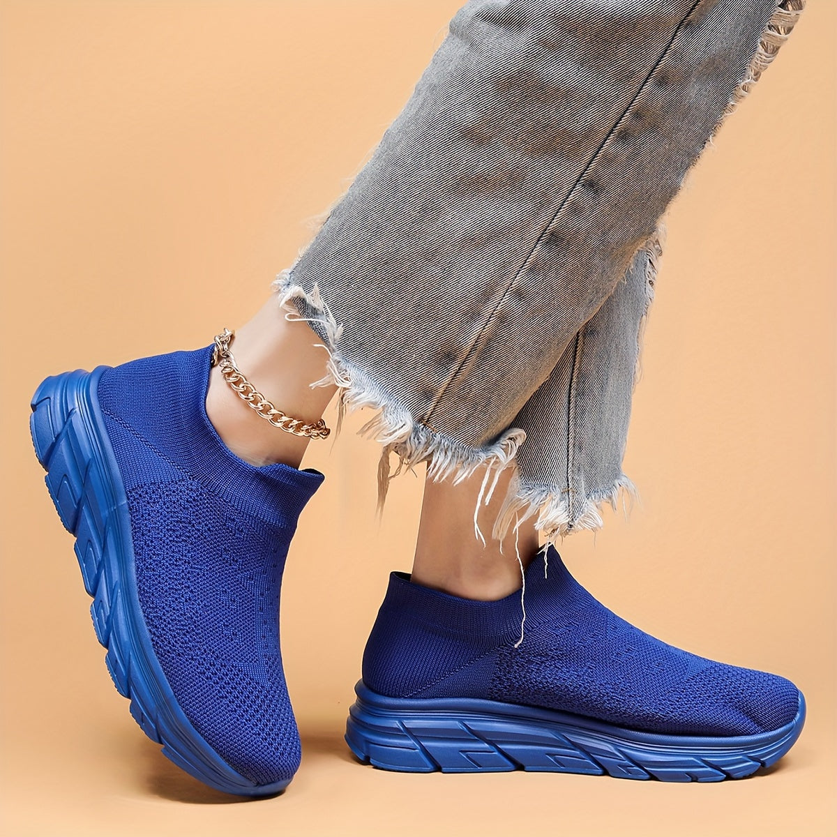 Solid Mesh Breathable Woven Casual Shoes Soft Comfortable Shock Absorption