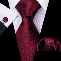 Barry Wang Men's Pink Tie Pocket Square Cufflinks Set
