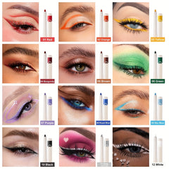 12 Colors Waterproof Gel Eyeliner Set Multicolor Rainbow Shades