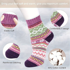 Winter Knit Warm Crew Socks, 5 Pairs, Mountaineering & Skiing