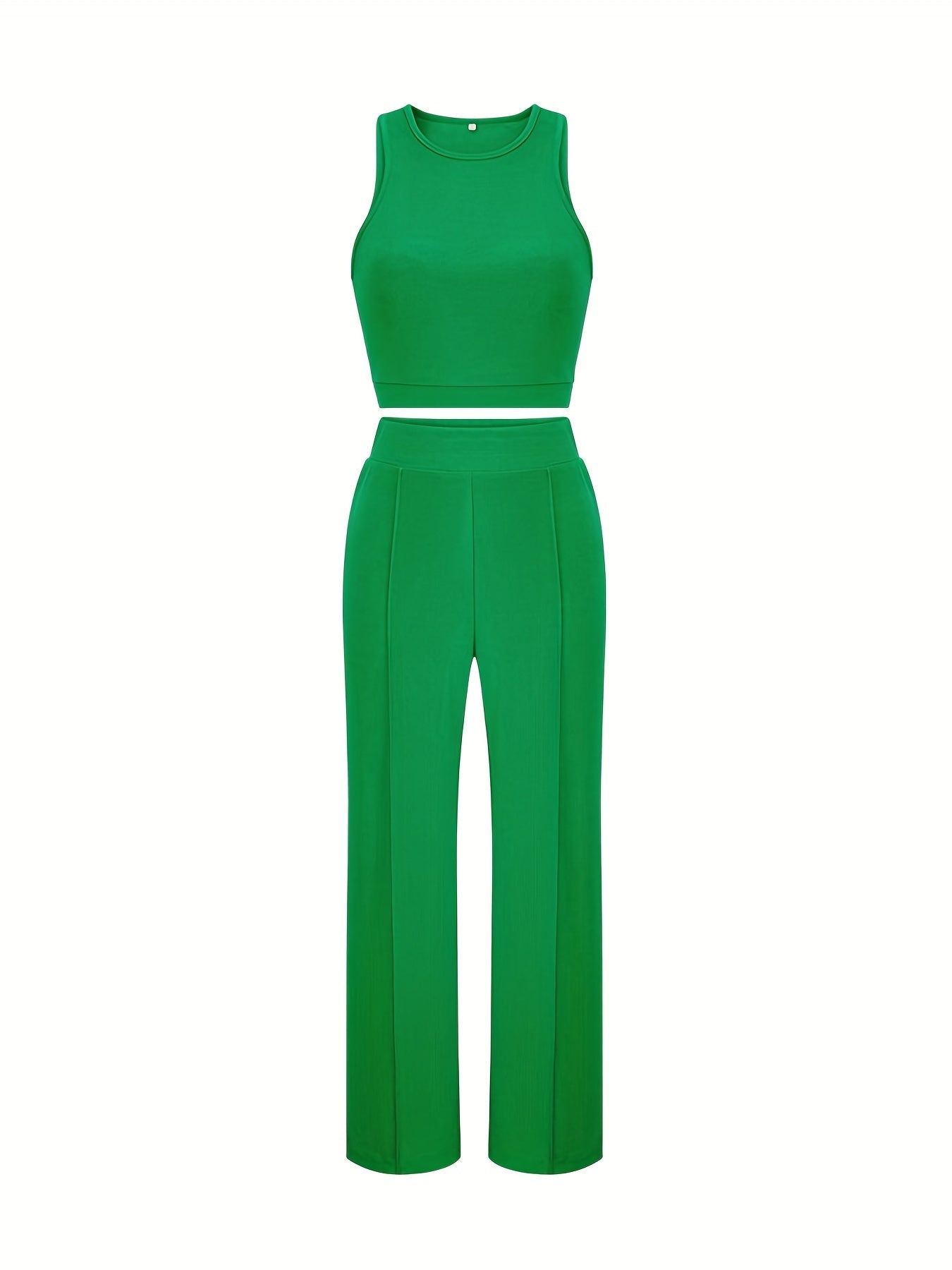Casual Tank Top & Wide Leg Pants Set Women's Outfit