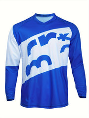 Men's Long Sleeve V-neck Motorcycle Off-road T-shirt