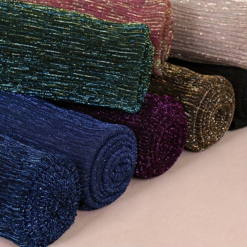 Pleated Sparkly Head Wrap Hijab Women Casual Scarf