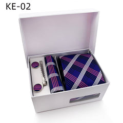 Men's Tie Pocket Square Cufflinks Set in 1200 Stitch Jacquard Fabric