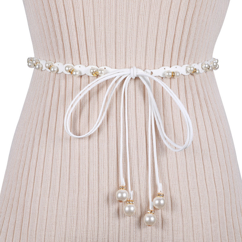 Faux Pearl Rope Belt Women's Tie up Style Skirt Waist Chain