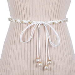 Faux Pearl Rope Belt Women's Tie up Style Skirt Waist Chain