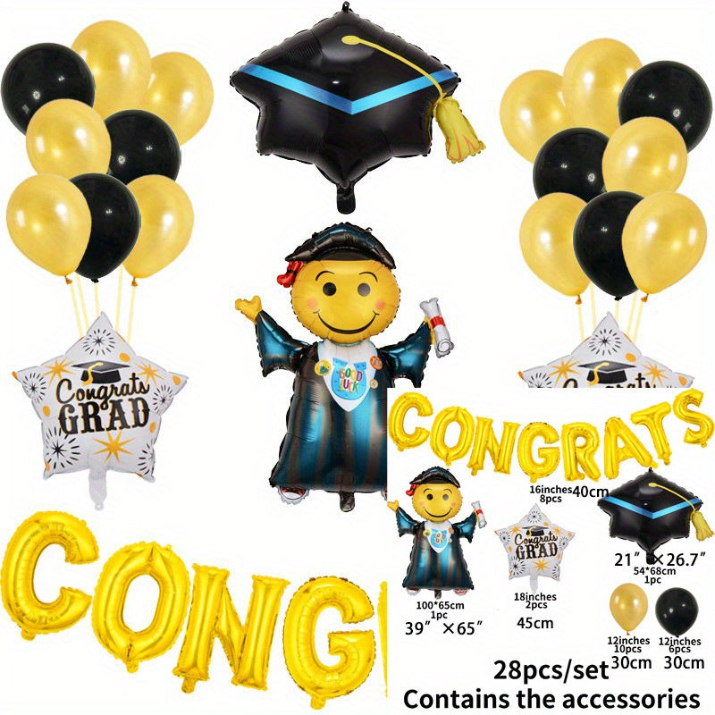 Preschool Graduation Hat Balloon Set for Silvery Graduation Decoration
