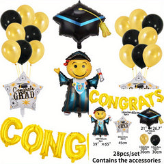 Preschool Graduation Hat Balloon Set for Silvery Graduation Decoration