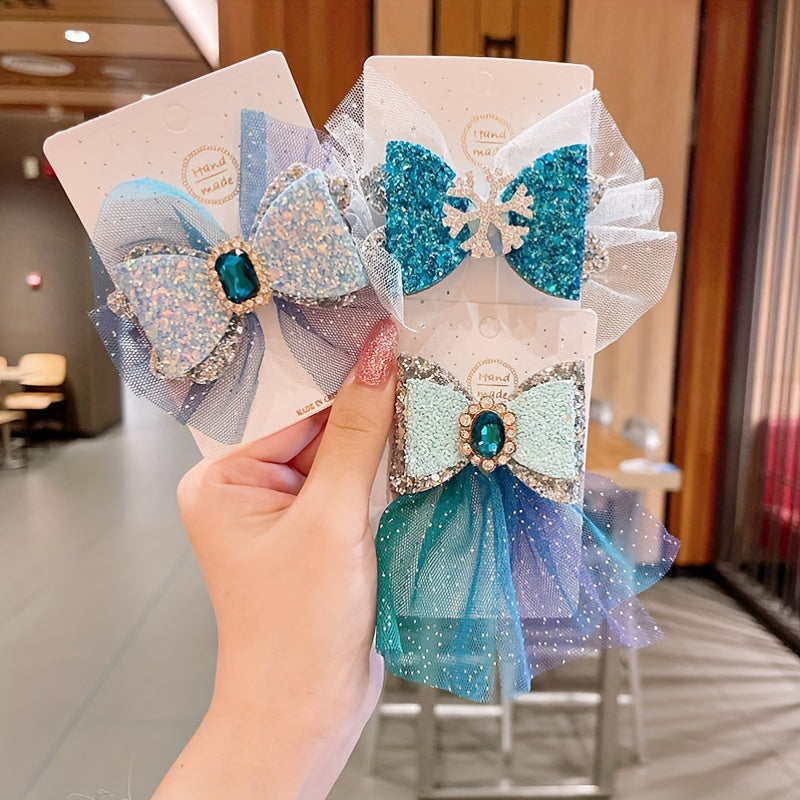 Princess Hairpin Girls Bow Snowflake Headdress Sweet Hair Clip
