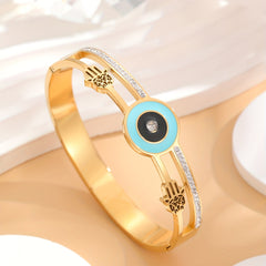 24K Gold Plated Eye Palm Bracelet Rhinestone Decor Jewelry