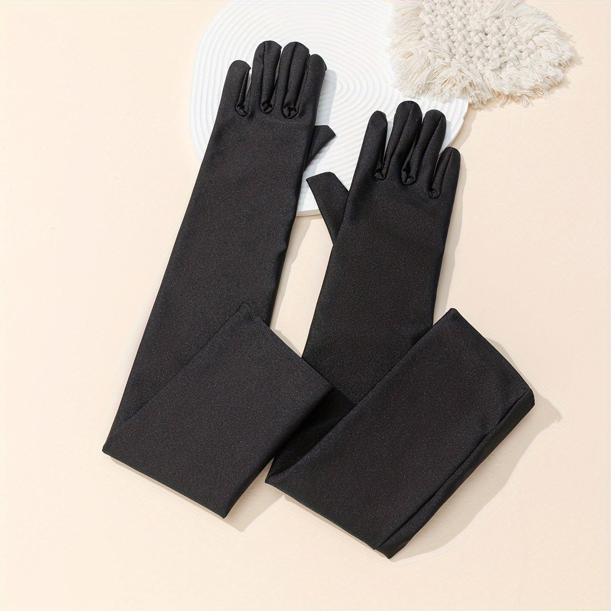 Pleated Satin Long Gloves for Wedding Bridal Dress