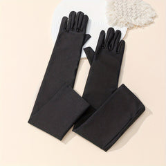 Pleated Satin Long Gloves for Wedding Bridal Dress
