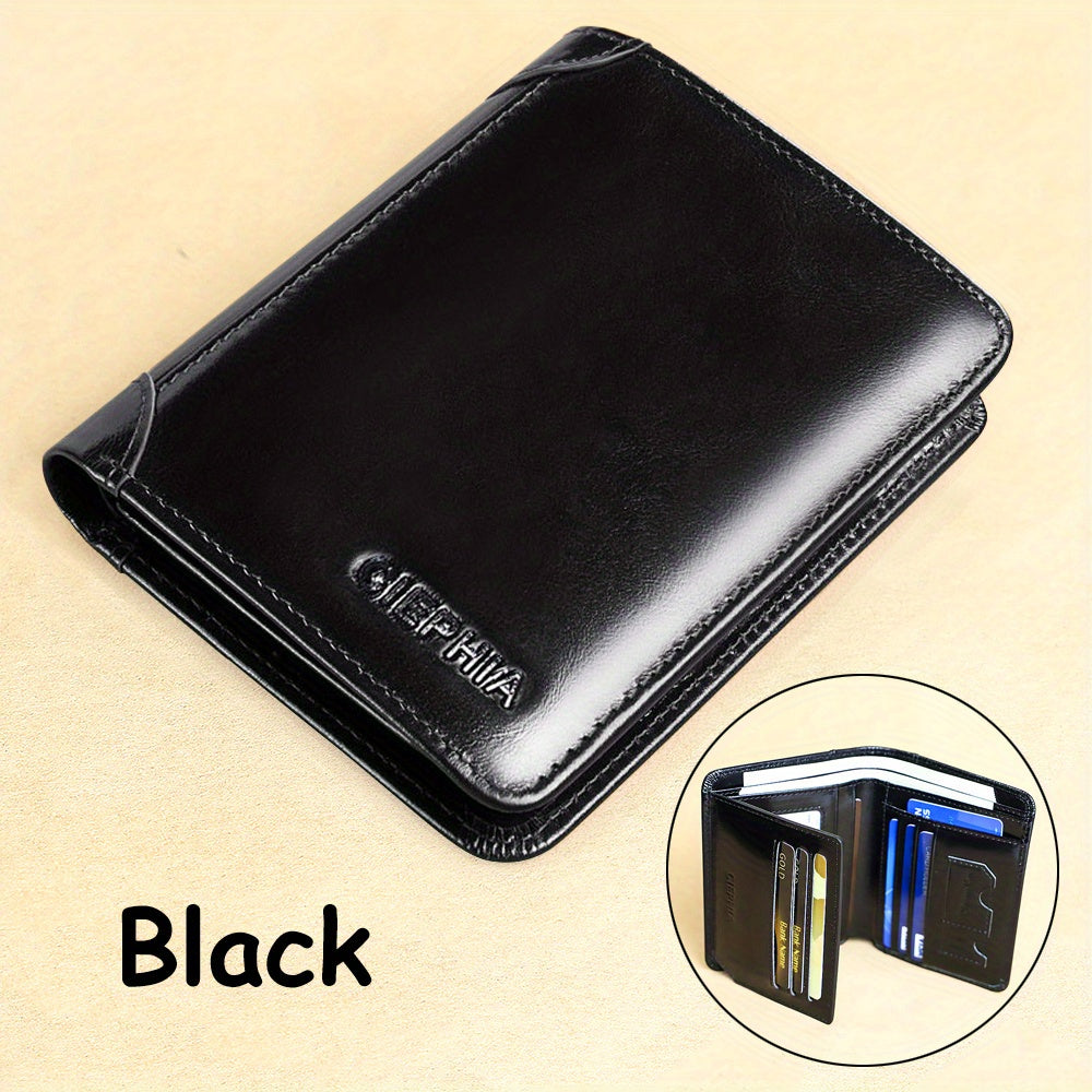 RFID Anti-theft Leather Wallet Trifold Slim Short Wallet