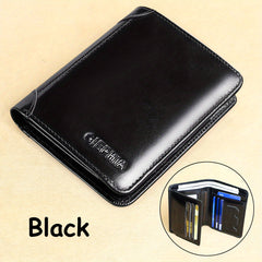 RFID Anti-theft Leather Wallet Trifold Slim Short Wallet