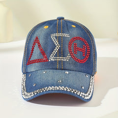 Rhinestone Decor Baseball Cap Denim Sunshade Dad Hat Casual Sun Hats