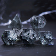7pcs Matte Relief Gemstone Lightning Zircon Polyhedral Dices