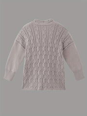 V-Neck Cable Knit Sweater - Long Sleeve Pullover Jumper