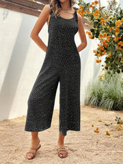 Pin Dot Lace Up Jumpsuit Wide Leg Sleeveless Jumpsuit Women's Clothing