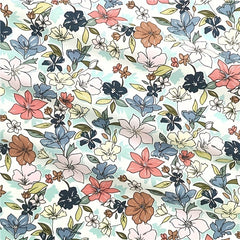 Pure Cotton Twill Fabric Small Floral Chrysanthemum Flare Flower