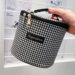 Houndstooth Pattern Makeup Bag Travel Case Large Capacity Toiletry Bag