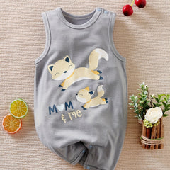 Baby Boys Fox Graphic Sleeveless Romper Jumpsuit