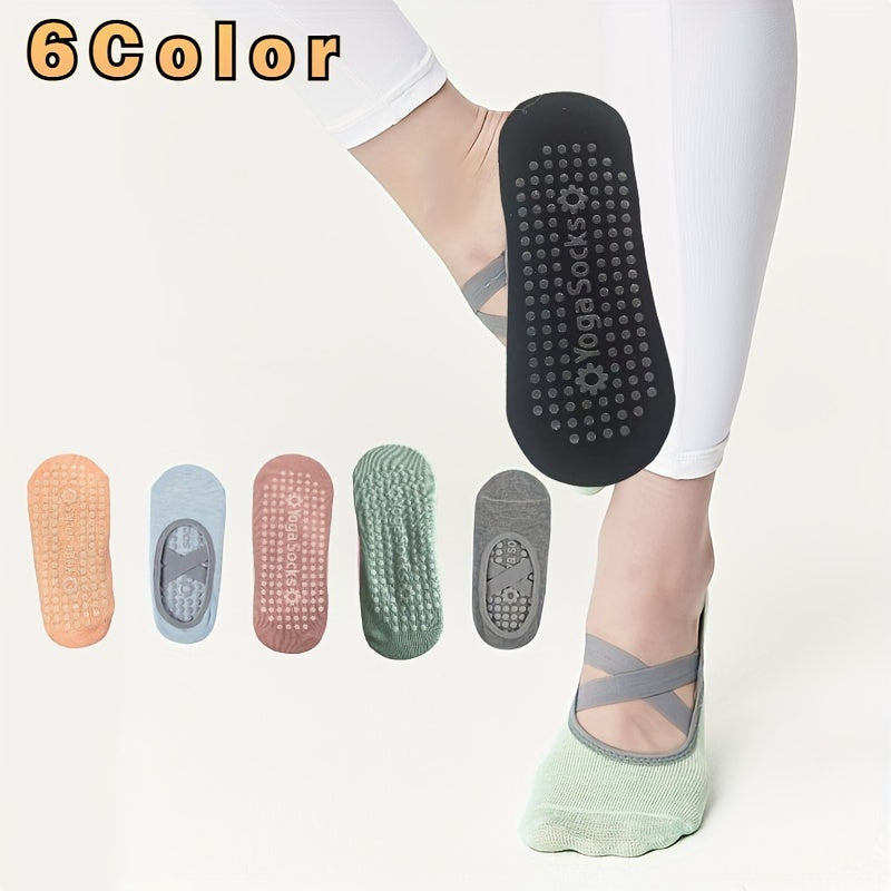 Women's Yoga Socks Cross Strap Non Slip Grips Dance Socks