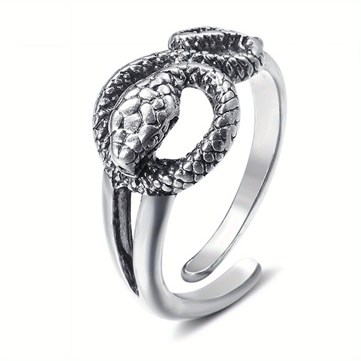 Punk Style Vintage Snake Pattern Zinc Alloy Adjustable Cuff Ring