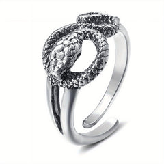 Punk Style Vintage Snake Pattern Zinc Alloy Adjustable Cuff Ring