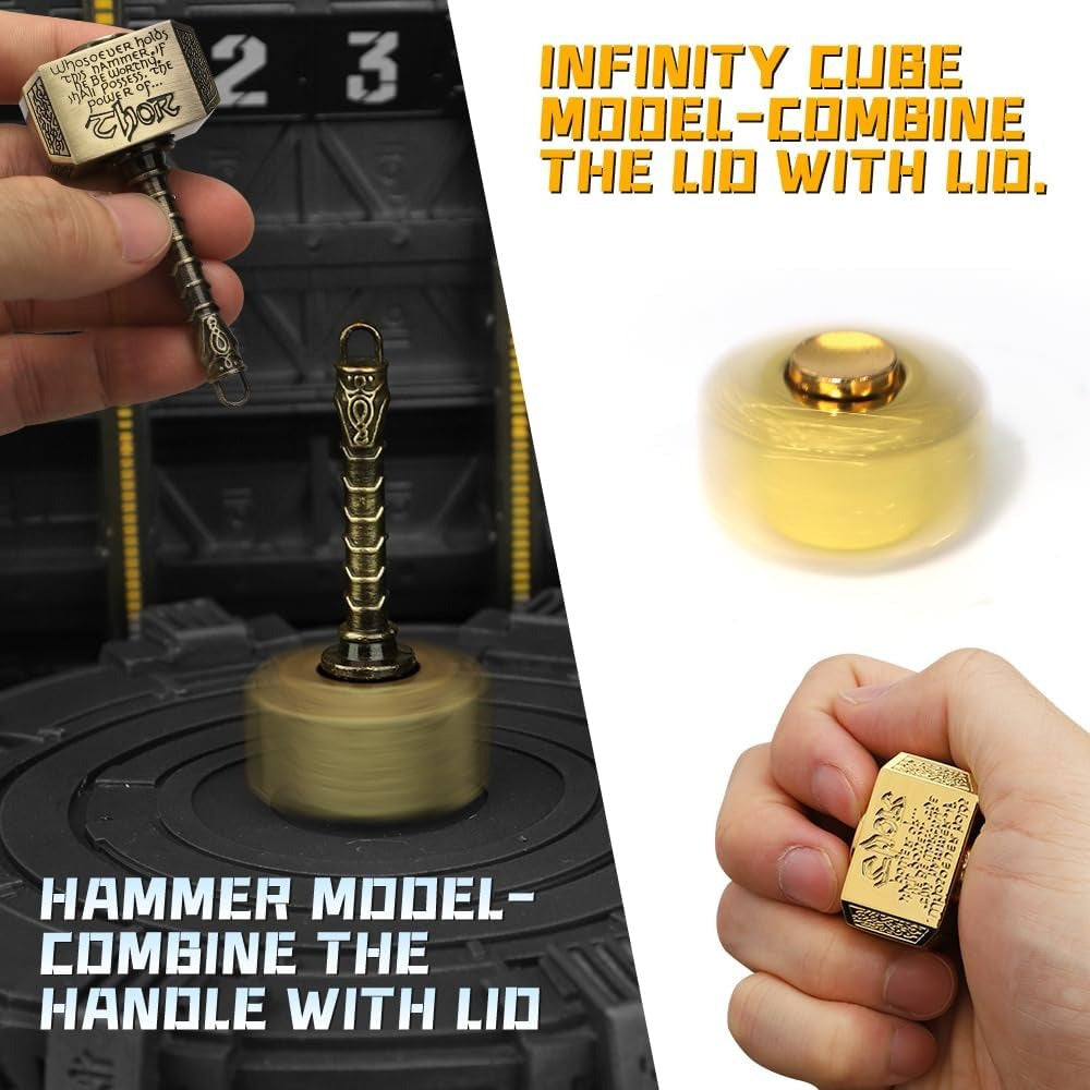 Brass Hammer Fidget Spinner & Infinity Cube Desk Toy Golden