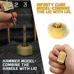 Brass Hammer Fidget Spinner & Infinity Cube Desk Toy Golden
