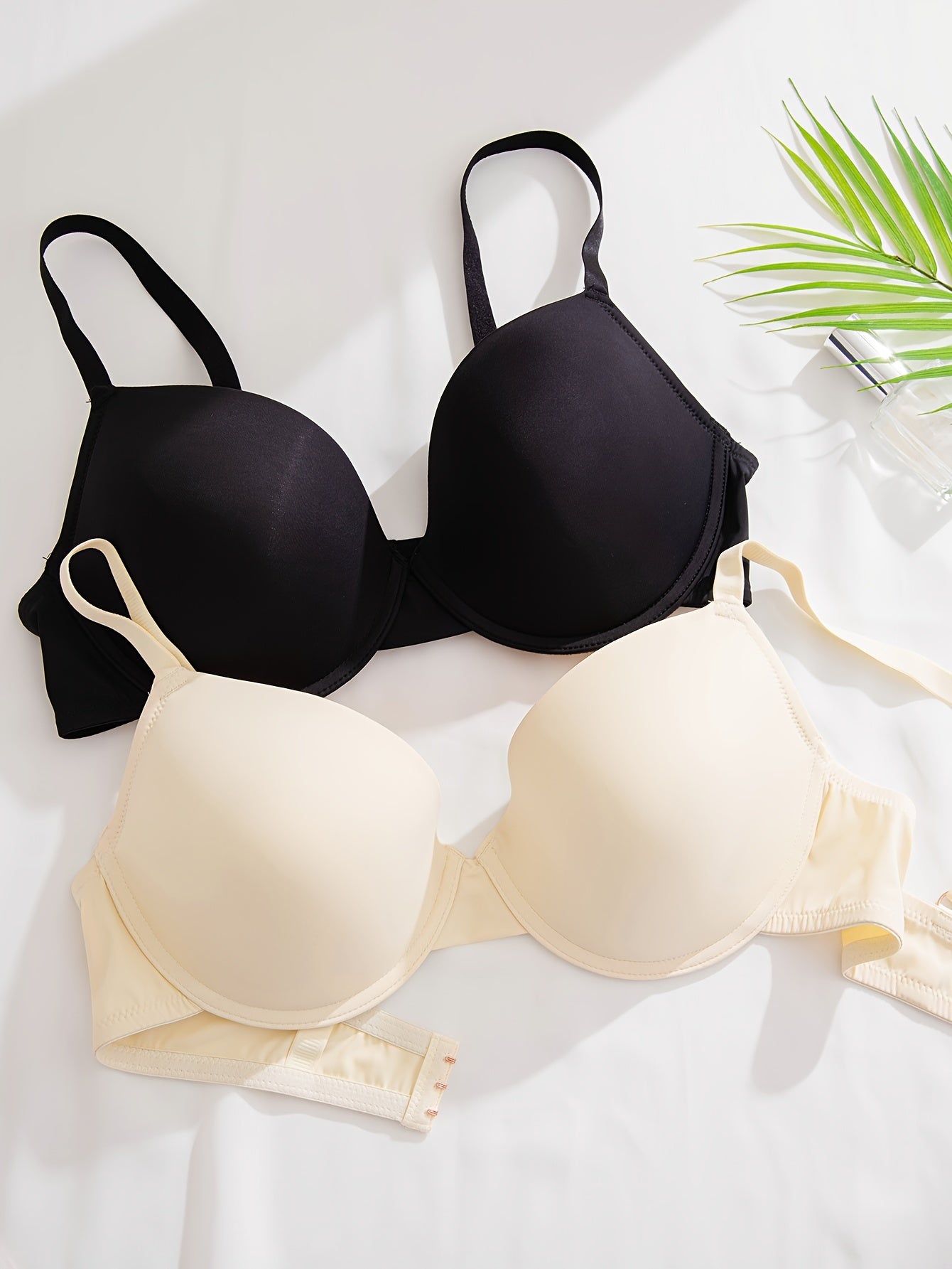 4 Pack Plus Size Bras Set Women's Plus Solid & Leopard Print Padded Underwire