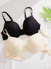 2 Pack Women's Plus Solid Molded Cup Padded Everyday Bra Set