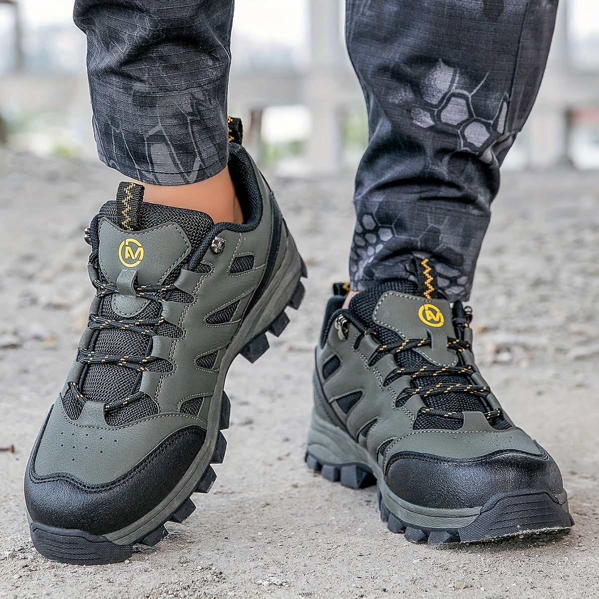 Men's Lace Up PU Leather Hiking Shoes Breathable Anti skid