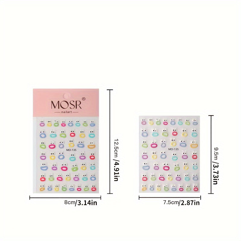 5D Embossed Jelly Nail Art Stickers Funny Expression Nail Art Decals