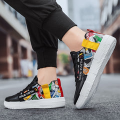 Men's Cartoon Print Skate Shoes With NICE FAITH Patch