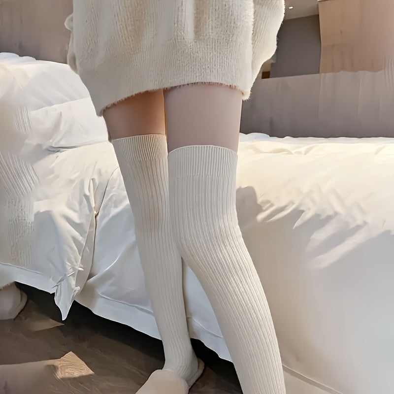 Teen's Striped Knee High Socks Nylon Long Stockings