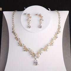 Bridal Crystal Crown Necklace Earrings Set Jewelry