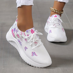 Soft Sole Butterfly Pattern Sneakers Lightweight Breathable Shoes