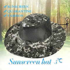 Camouflage Mesh Bucket Hat Wide Brim UV Protection Sun Hat