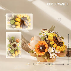 3D Puzzle Flower DIY Kit Romantic Roses Sunflowers Butterfly Building Blocks