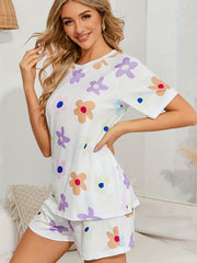 Floral Two Piece Set Short Sleeve T-shirt & Shorts Outfit