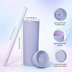 473ml Reusable Frosted Water Cup Double Layer Plastic Bottle With Straw