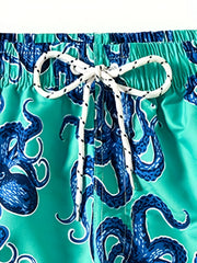 Octopus Pattern Men's Swim Trunks Quick Dry Beach Shorts Swimwear