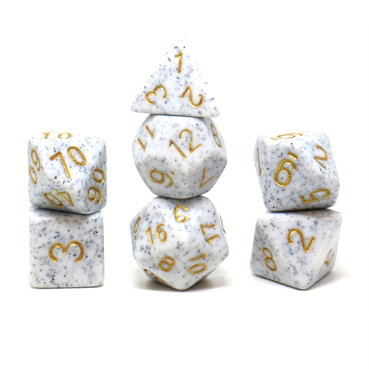 7pcs Stone Style Dice Board Game Dice Polyhedral RPG Dice