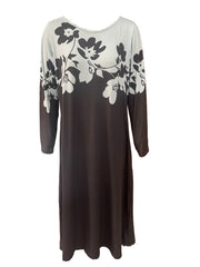 Floral Print Maxi Dress Round Neck Long Sleeve