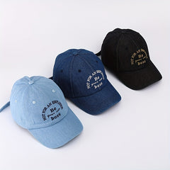 Washed Denim Peaked Cap Letter Pattern Sun Hat Baseball Cap