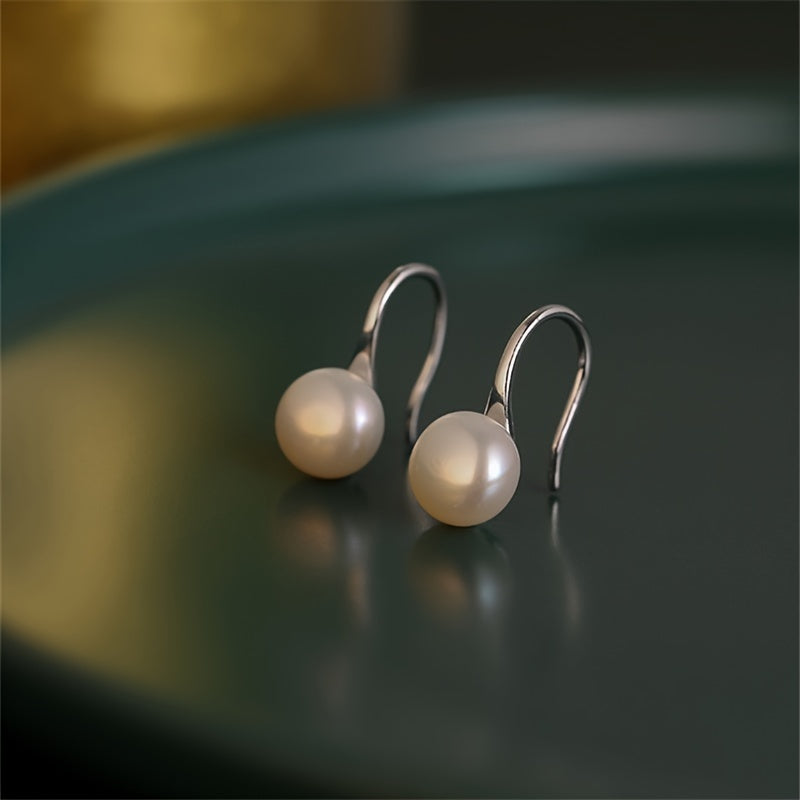925 Silver Freshwater Pearl Drop Earrings Formal Dress Banquet Accessories