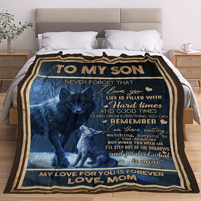 Printed Wolf Pattern Blanket Soft And Comfortable Home And Camping Gift